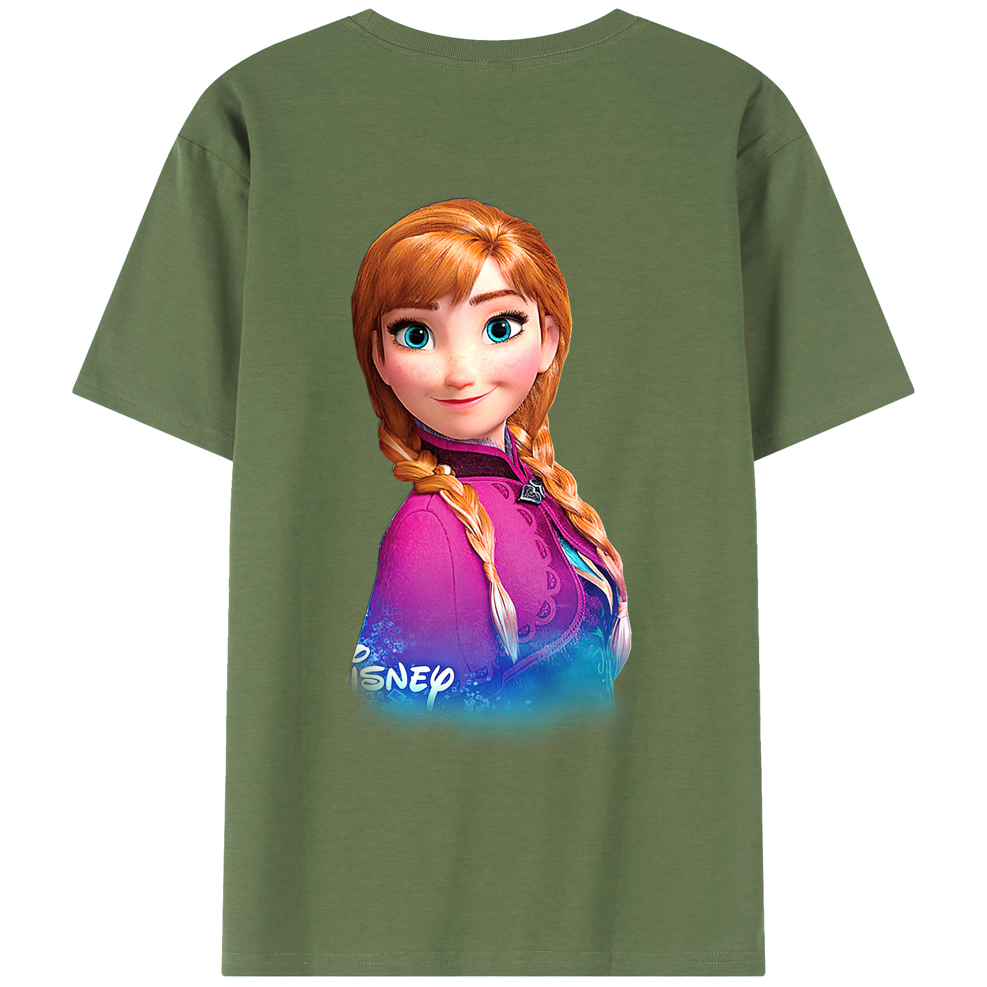 （画像用） アナと雪の女王 アンナ エルサ Frozen Anna Elsa 綿100％ メンズ半袖Tシャツ（バックプリント） 通気性